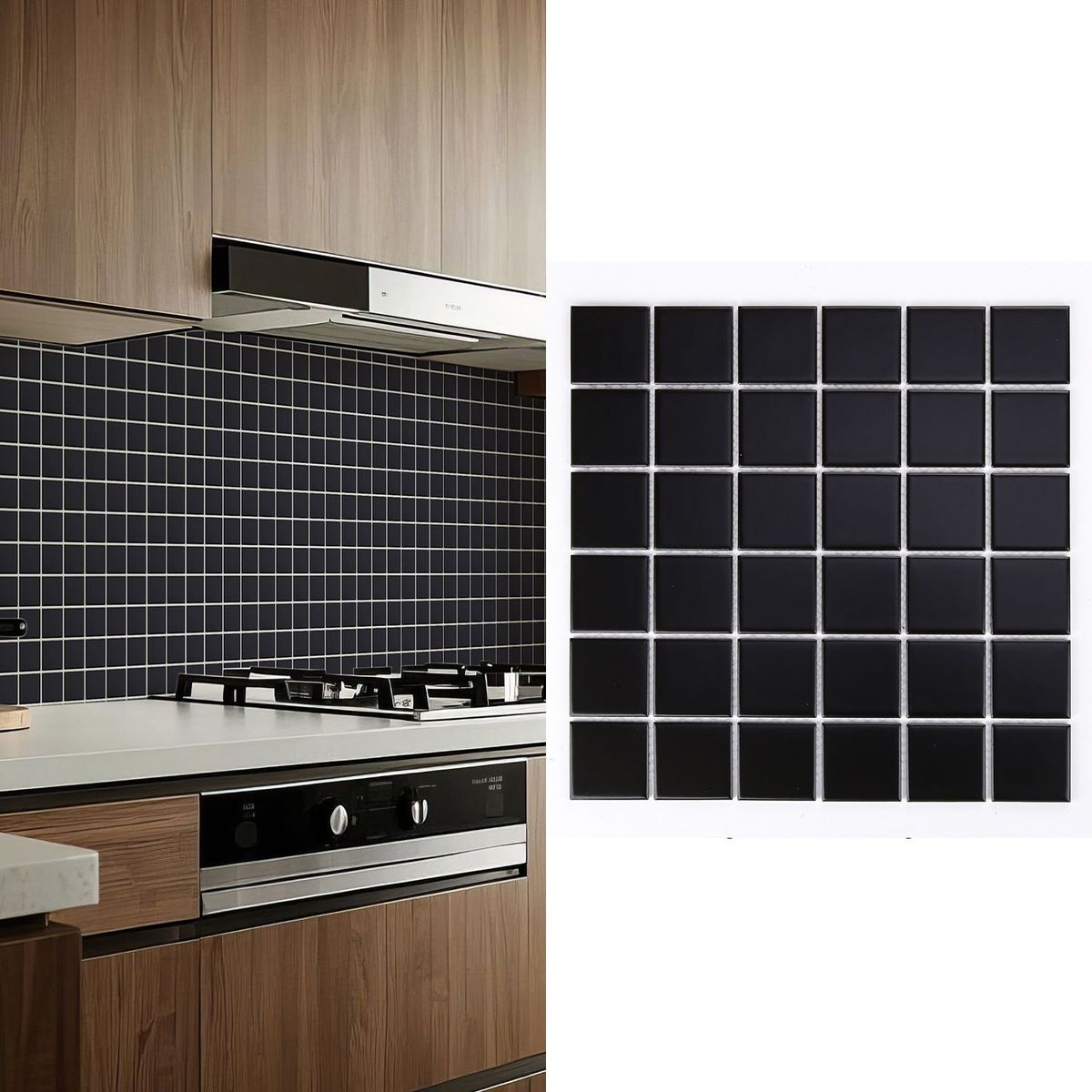 HOLZTEK - Mosaico Malla Wall Ngr Mt 30,6X30,6 0,09M2