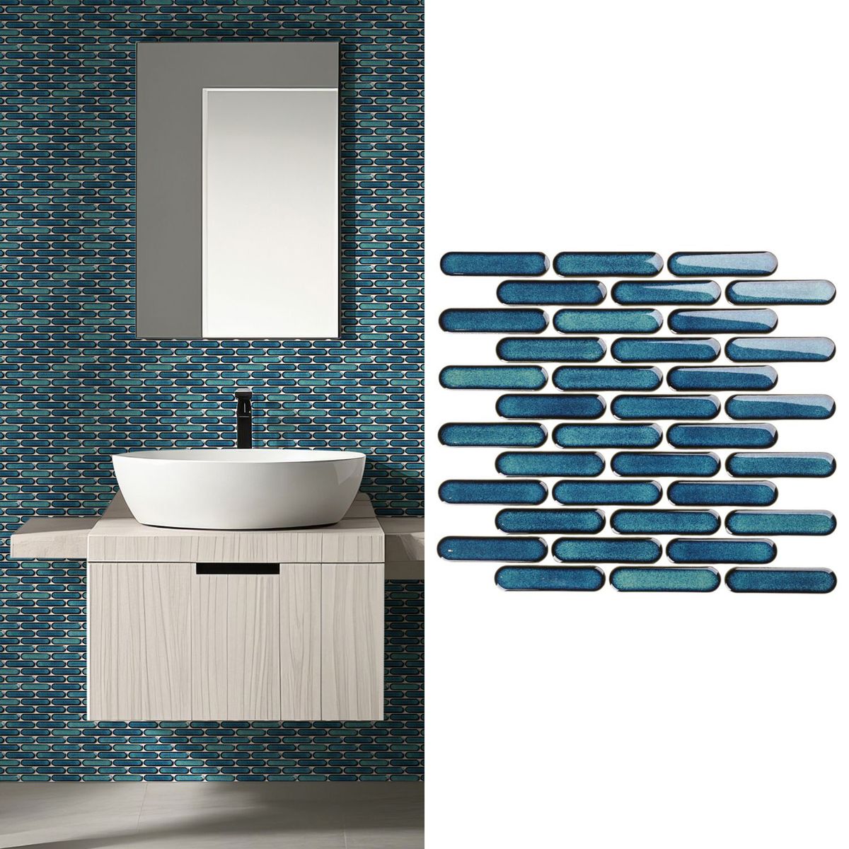 HOLZTEK - Mosaico Malla Oval Verde 30X30 0,09M2