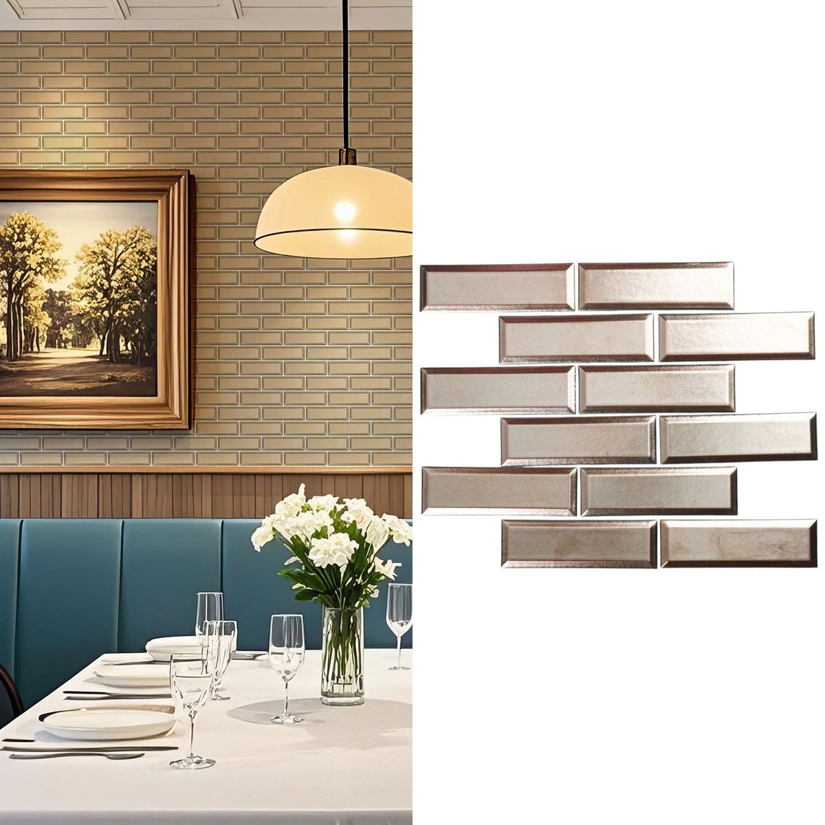 HOLZTEK - Mosaico Malla Brick Met Bis 29,6X29 0,08M2