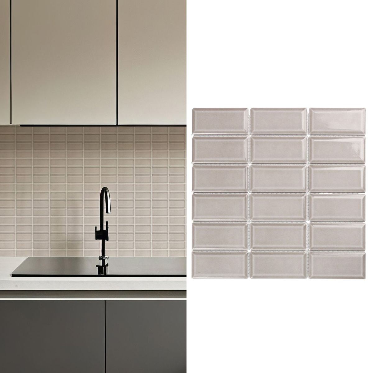 HOLZTEK - Mosaico Malla Brick Bis Beige 29,5X29 0,08M2