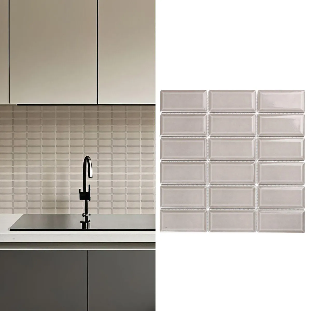 HOLZTEK - Mosaico Malla Brick Bis Beige 29,5X29 0,08M2