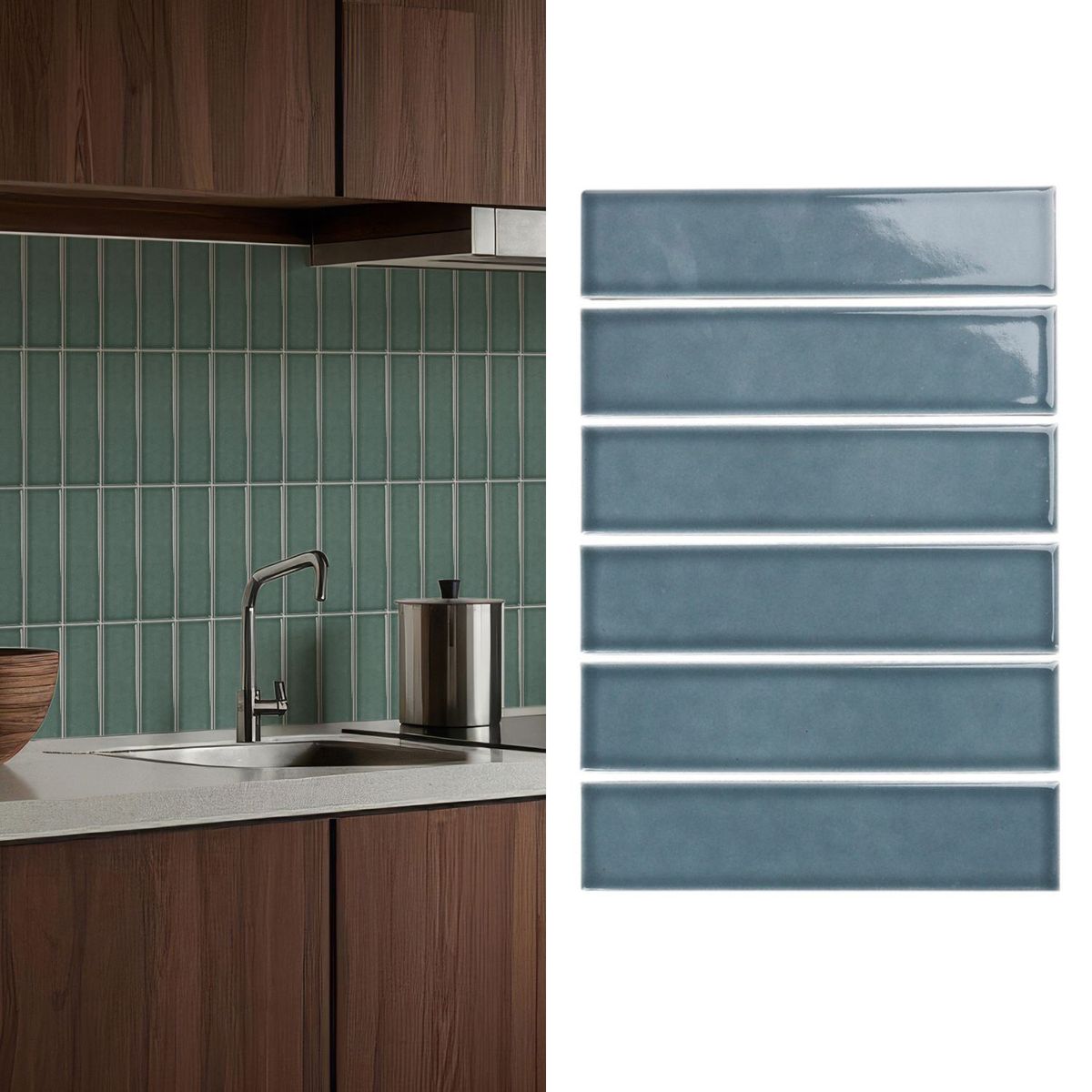 HOLZTEK - Mosaico Malla Brick Verde 19,9X29,1 0,06M2