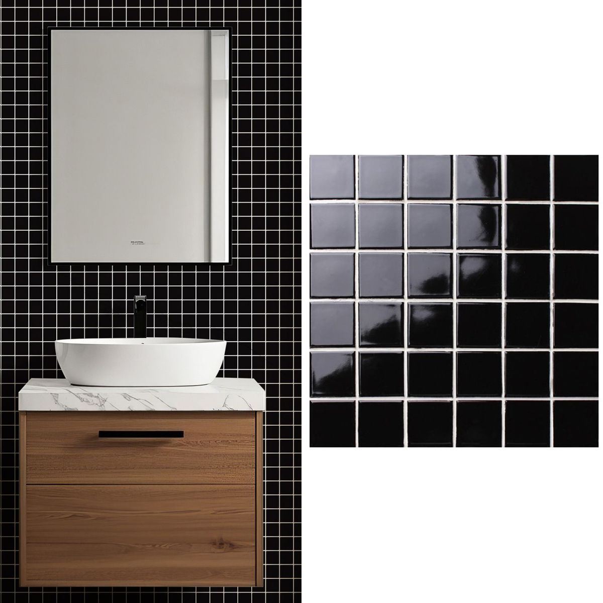 HOLZTEK - Mosaico Malla Wall Negro 30,6X30,6 0,09M2