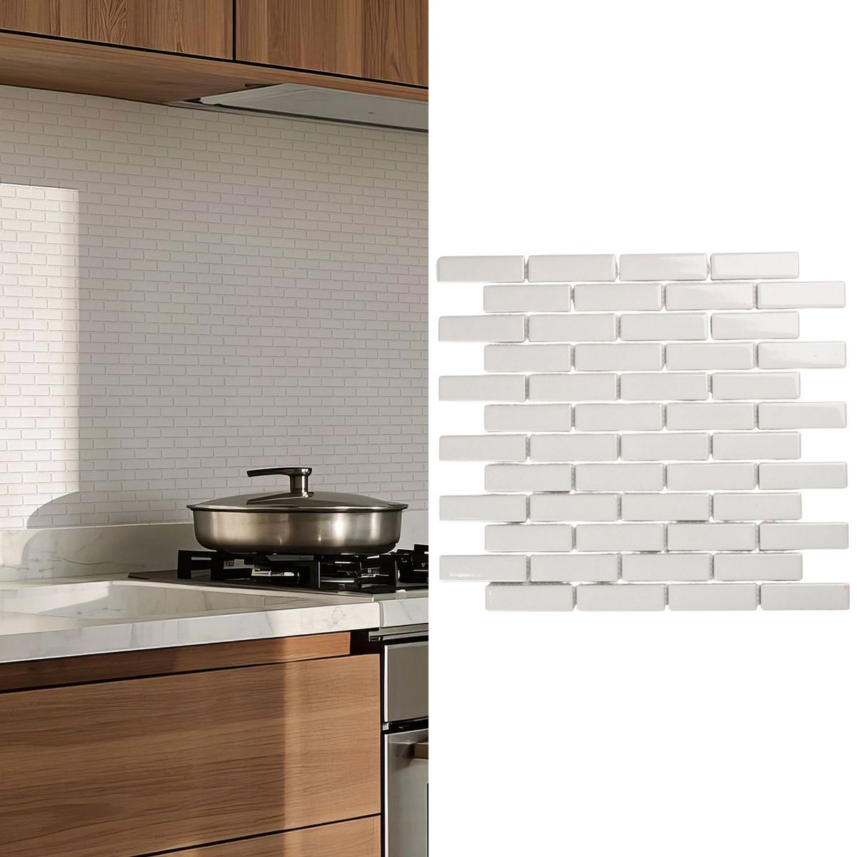 HOLZTEK - Mosaico Malla Brick Sl Wh 29,4X29,9 0,09M2