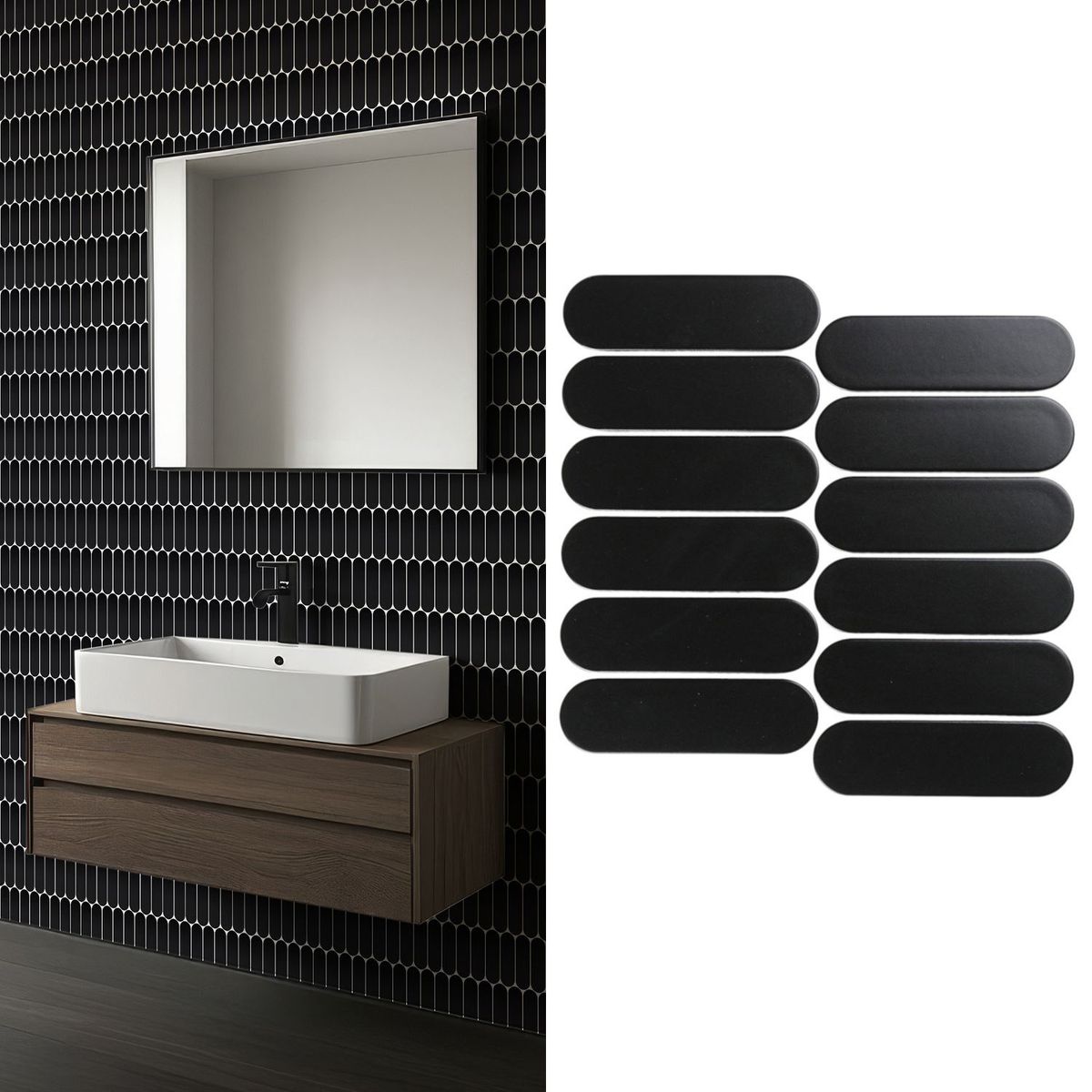 HOLZTEK - Mosaico Malla Ov Xl Negro Mt 29X27,6 0,08M2