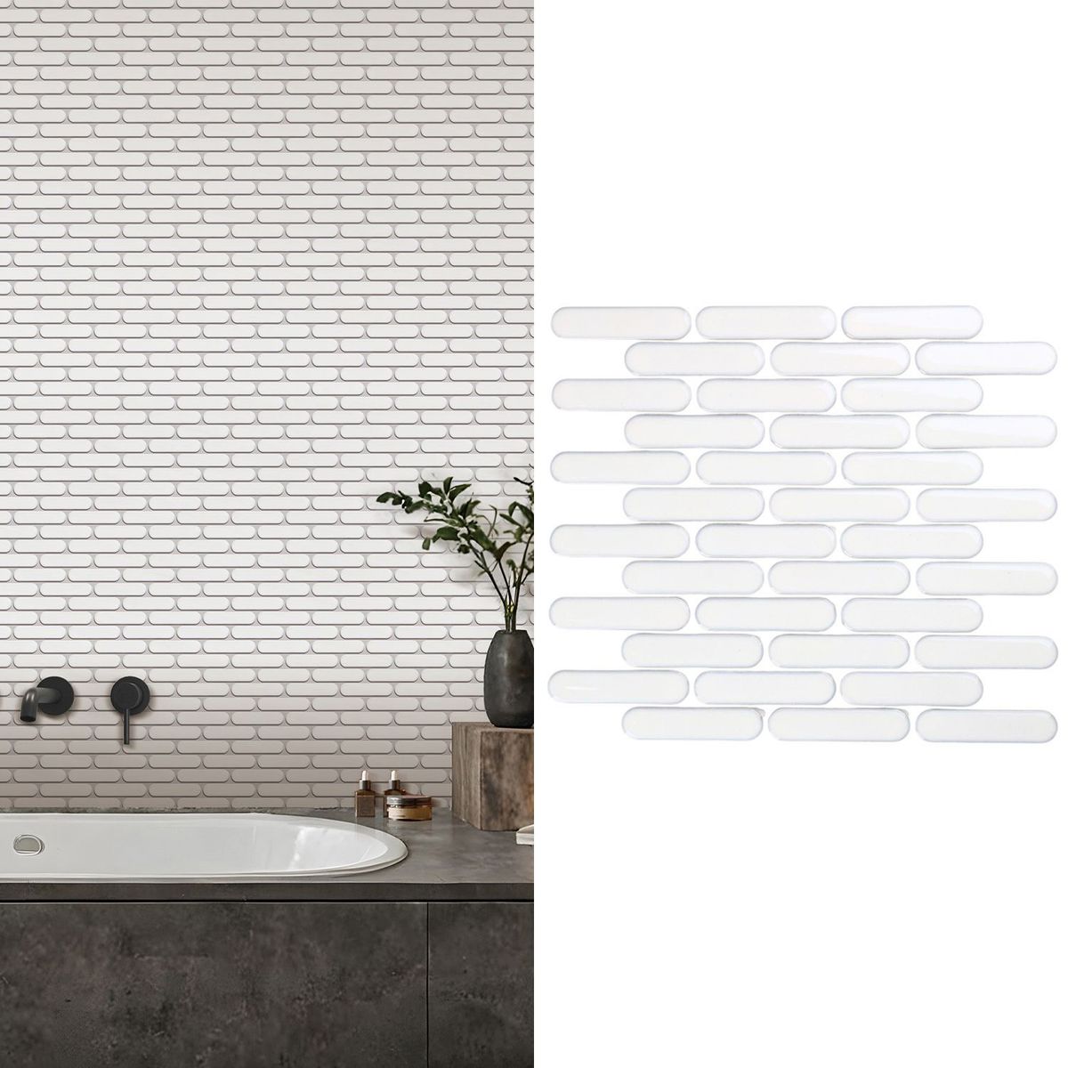 HOLZTEK - Mosaico Malla Oval Blanco 30X30 0,09M2