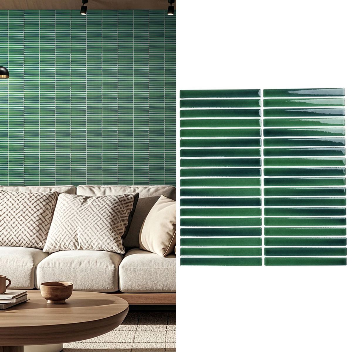 HOLZTEK - Mosaico Malla Lines Verde 29,8X31,4 0,09M2
