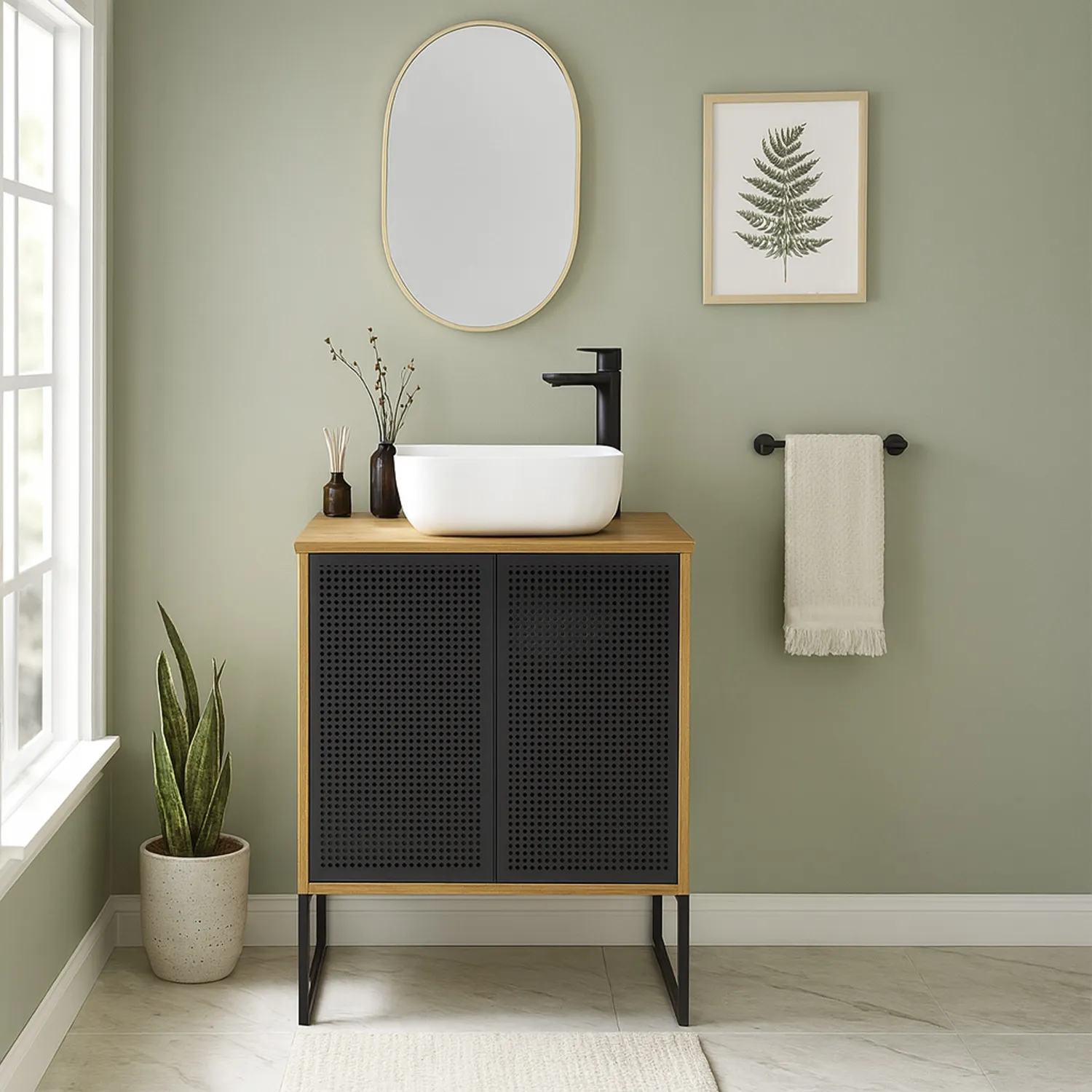 SENSI DACQUA Mueble Baño RIAD Negro sin lavamanos 60x80x46 cm