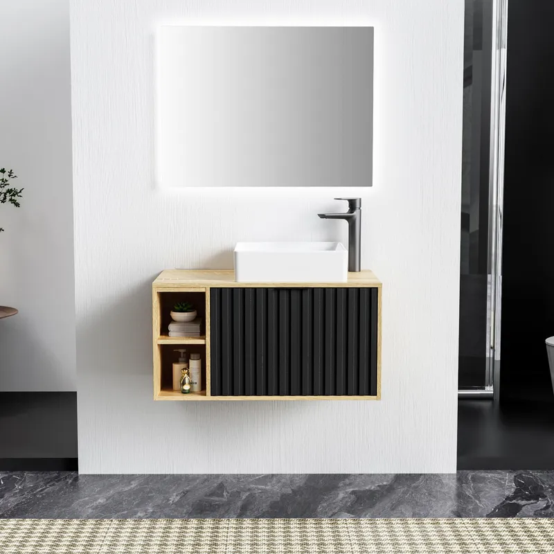 SENSI DACQUA - Mueble Baño Berlín Negro sin lavamanos 80x41.5x46 cm