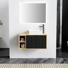 SENSI DACQUA - Mueble Baño Berlín Negro sin lavamanos 80x41.5x46 cm