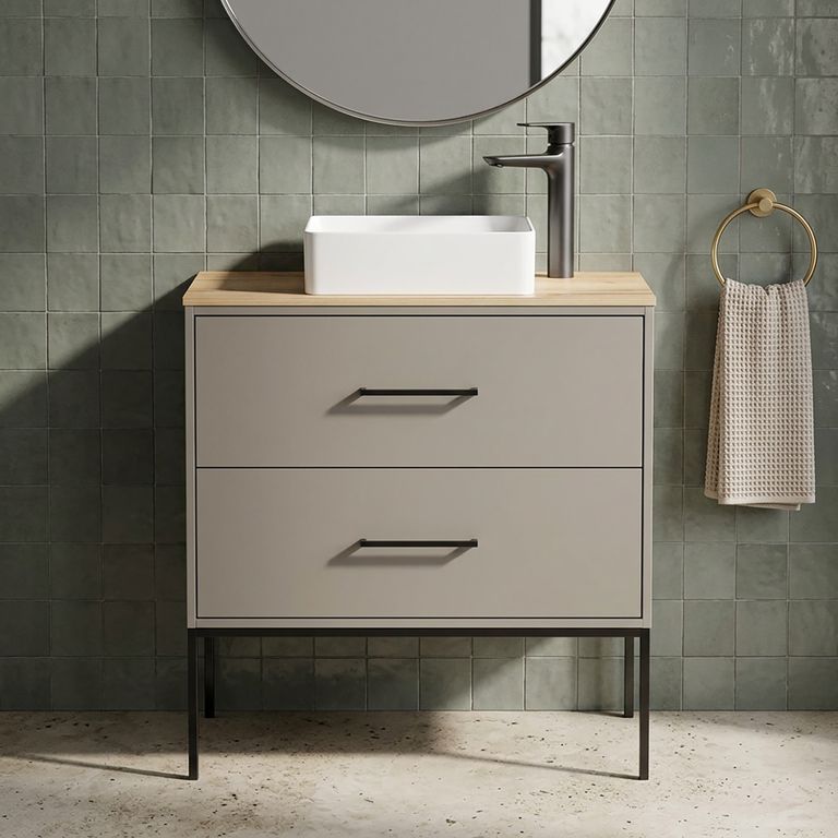 Mueble Baño ISLANDIA Taupe / madera 80x80x46 cm