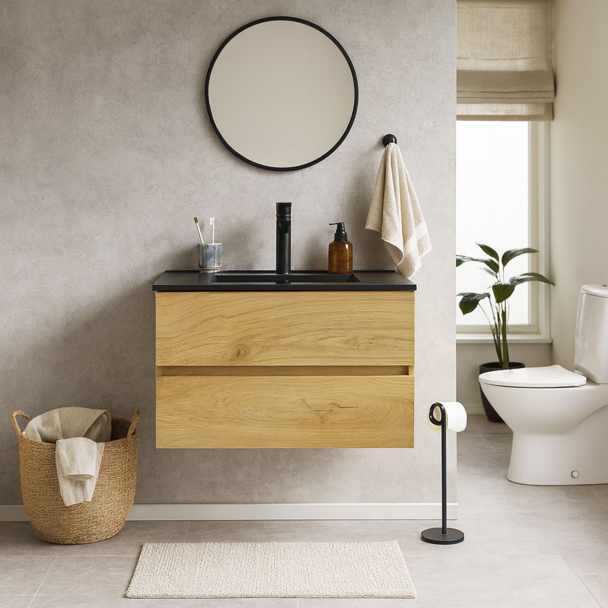 SENSI DACQUA - Mueble Baño ESTAMBUL Madera / negro 80x52x46 cm