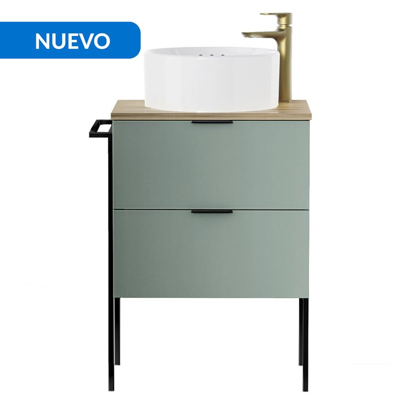 SENSI DACQUA - Mueble Baño ESTOCOLMO Verde / madera 60x80x46 cm