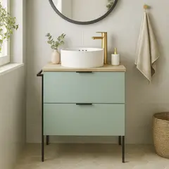 SENSI DACQUA - Mueble Baño sin Lavamanos Estocolmo Verde/Madera 60x80x46 cm