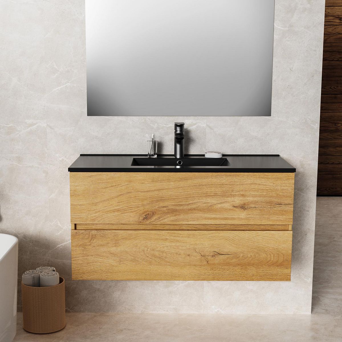 Mueble Baño Estambul Madera/Negro, marca SENSI DACQUA - Foto 2