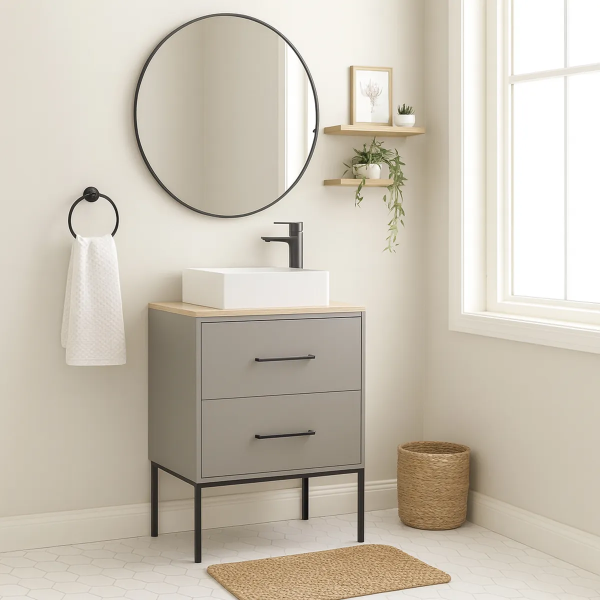 SENSI DACQUA - Mueble Baño ISLANDIA Taupe 60x52x46 cm