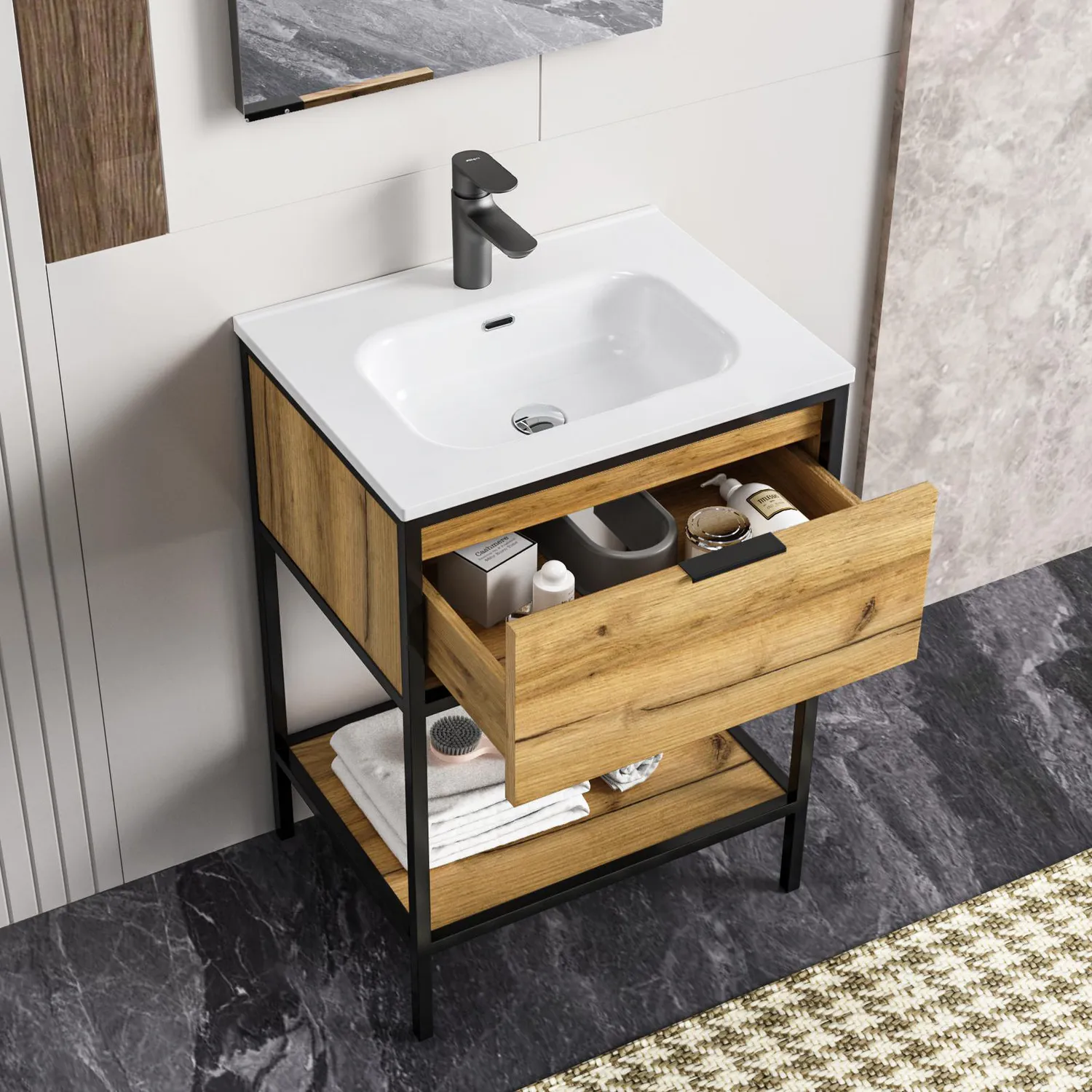 SENSI DACQUA Mueble de Baño Con Lavamanos de Loza Taipei 60x85x46