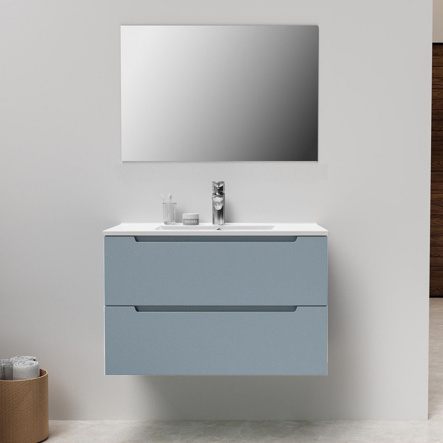 Mueble Baño con Lavamanos Finlandia Azul piedra 80x52x46 cm