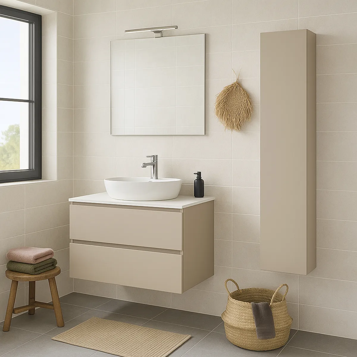 SENSI DACQUA - Mueble Baño Nilo Melamina 2 Nivel(es) 30x100x20 cm Taupe