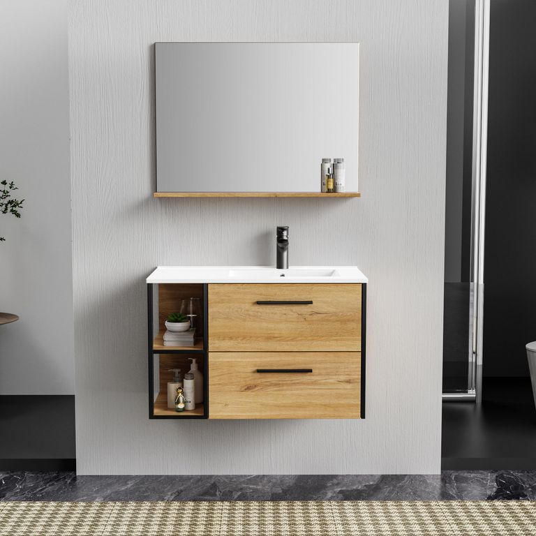 Mueble Baño LISBOA Negro, madera 80x52x46 cm