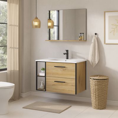 Imagen 2 del producto Mueble Baño LISBOA Negro, madera 80x52x46 cm