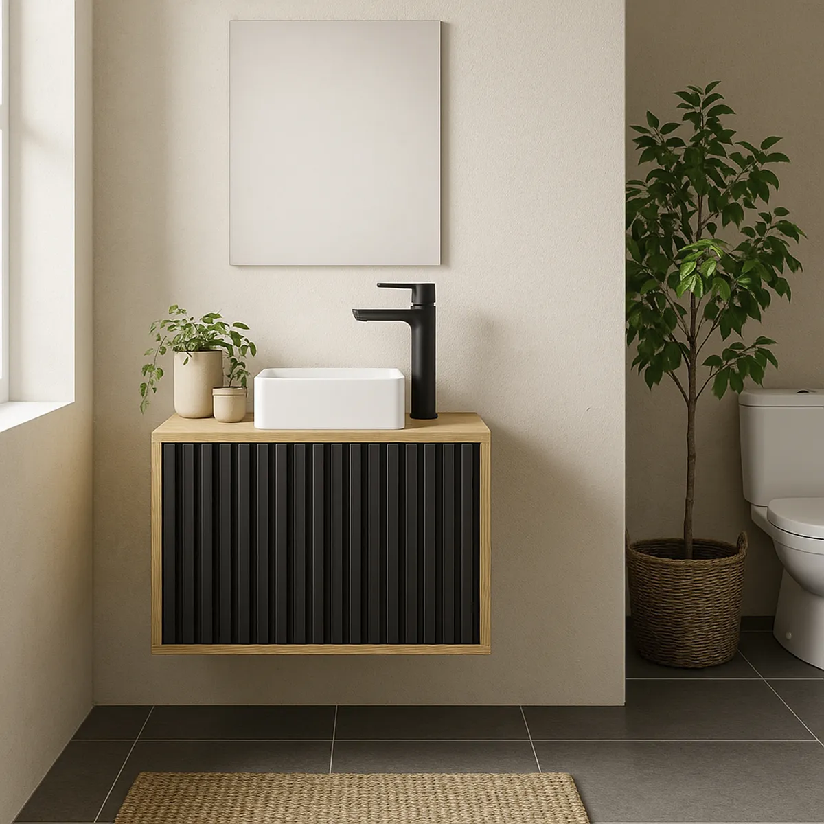 SENSI DACQUA - Mueble Baño Berlín Negro sin lavamanos 60.2x41.5x46 cm