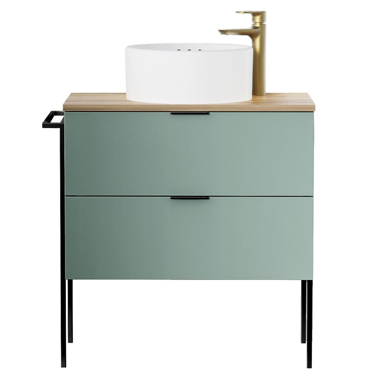 SENSI DACQUA - Mueble Baño ESTOCOLMO Verde sage, madera 80x52x46 cm
