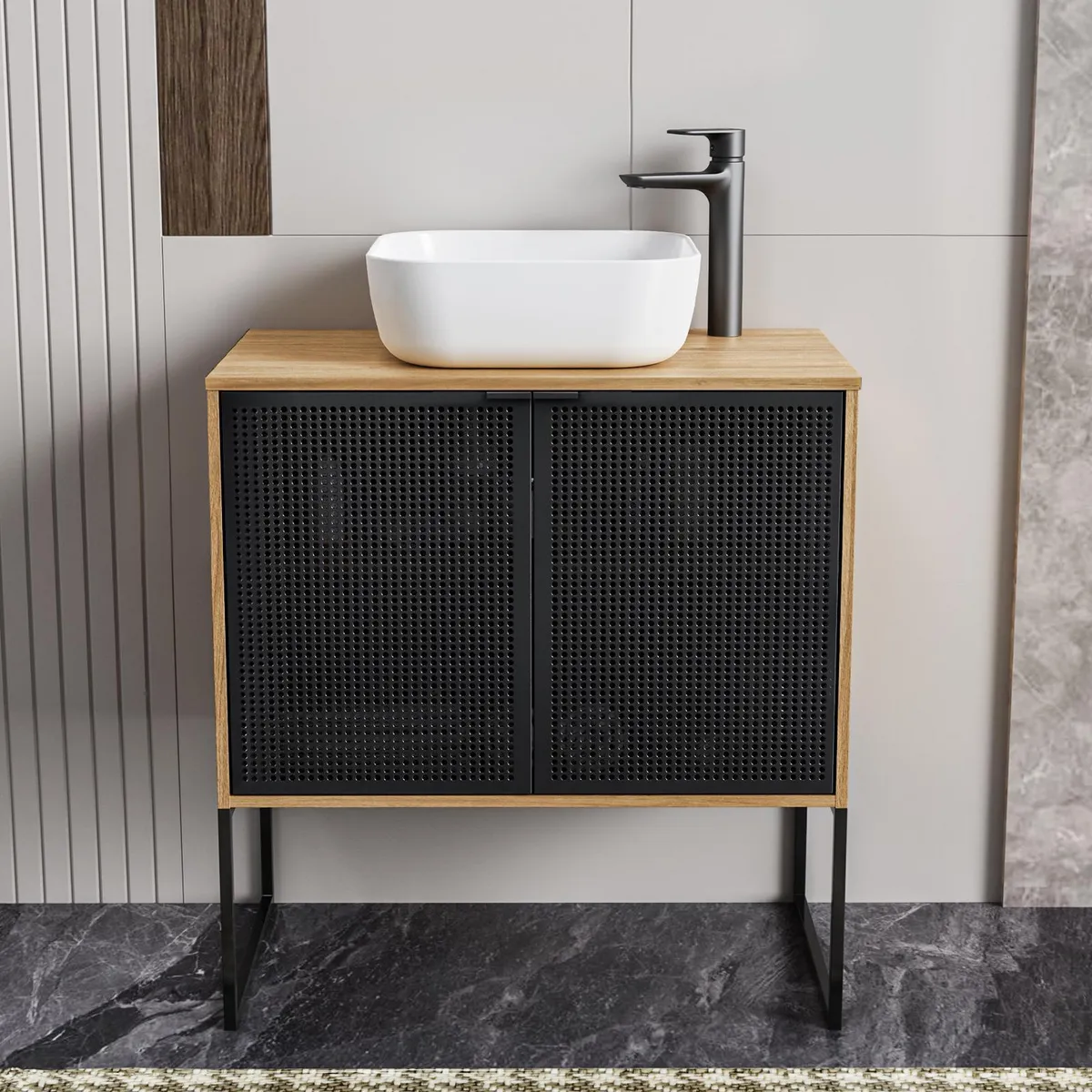 Mueble Baño RIAD Negro; Roble 80x80x46 cm, marca SENSI DACQUA - Foto 2