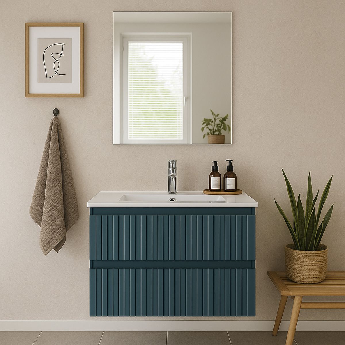 SENSI DACQUA - Mueble Baño TORONTO Azulino 80x52x46 cm