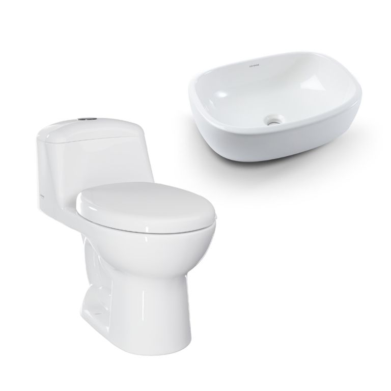 Combo Sanitario Smart + Lavamano Cascade Blanco de Sobreponer
