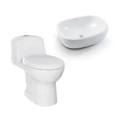 CORONA - Combo Sanitario Smart + Lavamano Cascade Blanco de Sobreponer