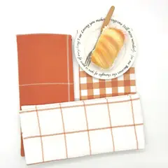 JUST HOME COLLECTION - Set 3 Paños de Cocina Rectangular 40x60 cm Bosque B Naranjo