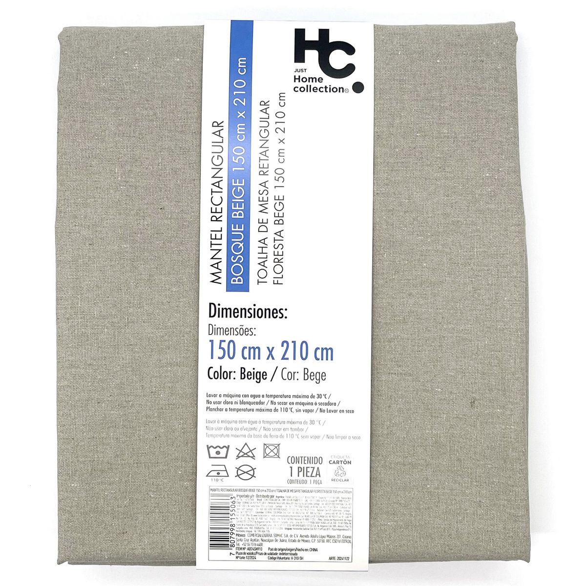 JUST HOME COLLECTION - Mantel Rectangular 150x250 cm Bosque Beige