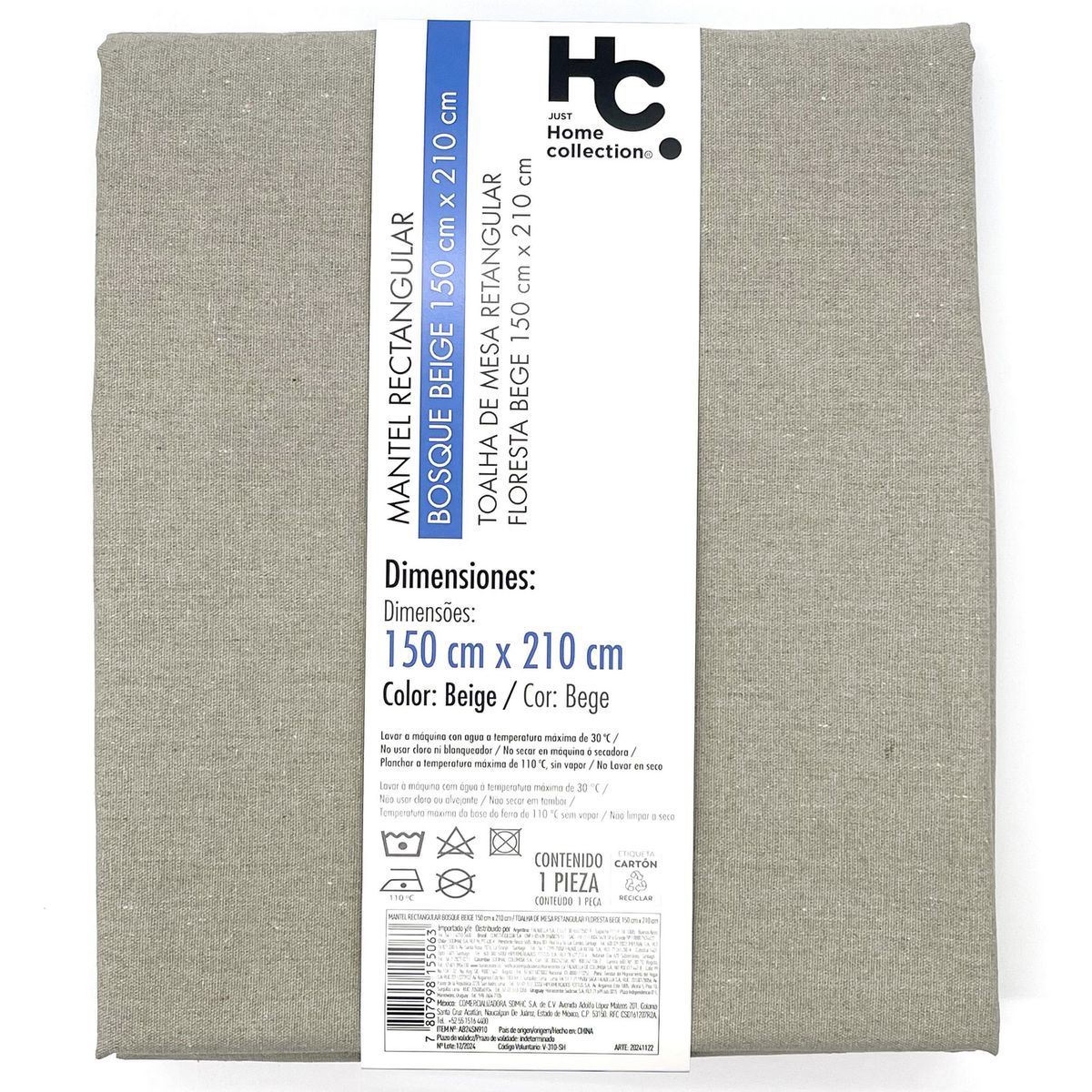 JUST HOME COLLECTION - Mantel Rectangular 150x210 cm Bosque Beige