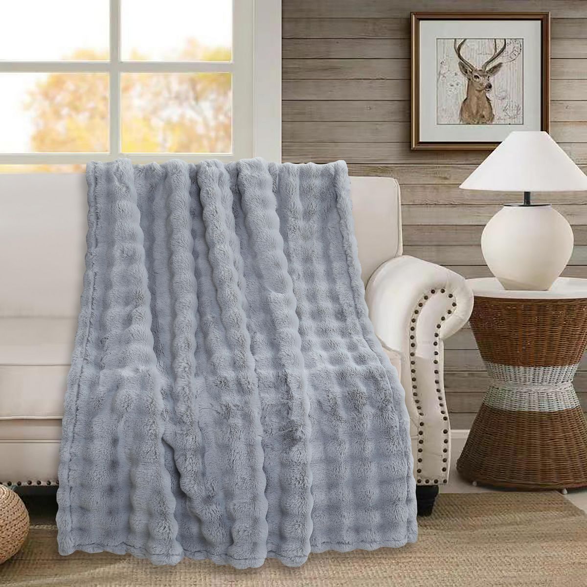 JUST HOME COLLECTION - Frazada Rabit 130X160 cm Gris