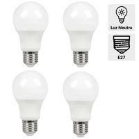 Pack 4 Ampolletas Led 60 W E27 806 lm Luz Neutro