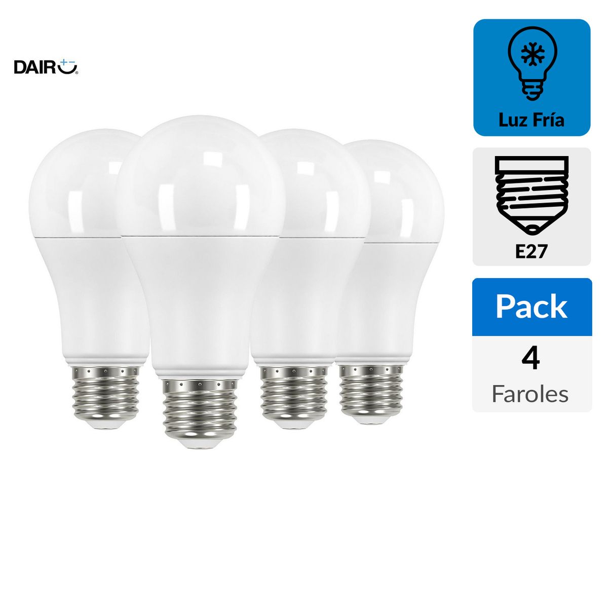 DAIRU - Pack 4 Ampolletas Led 75 W E27 1060 lm Luz Fría