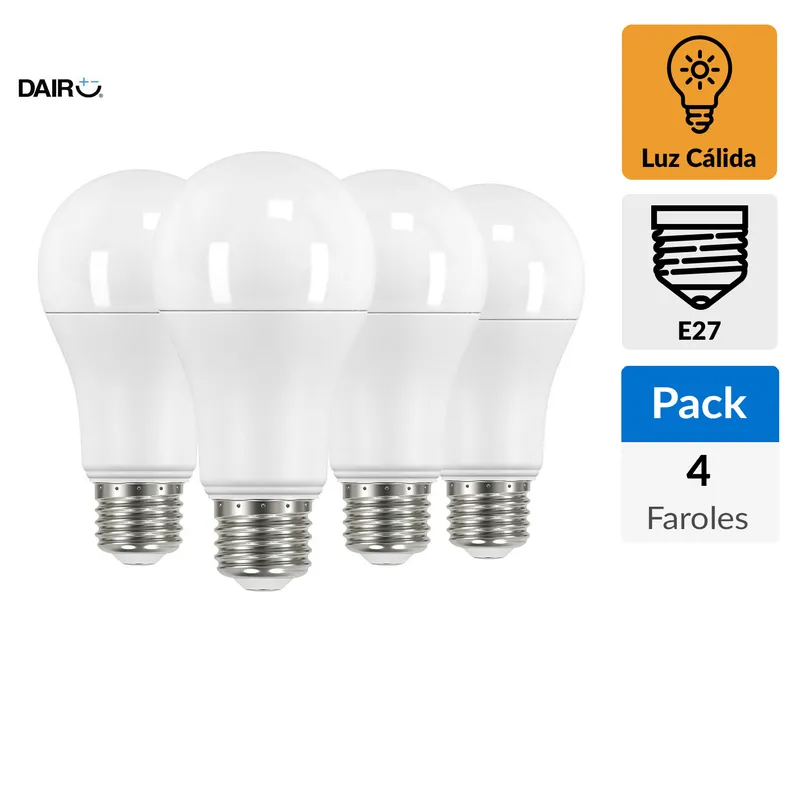 DAIRU - Pack 4 Ampolletas Led 75 W E27 1060 lm Luz Cálida