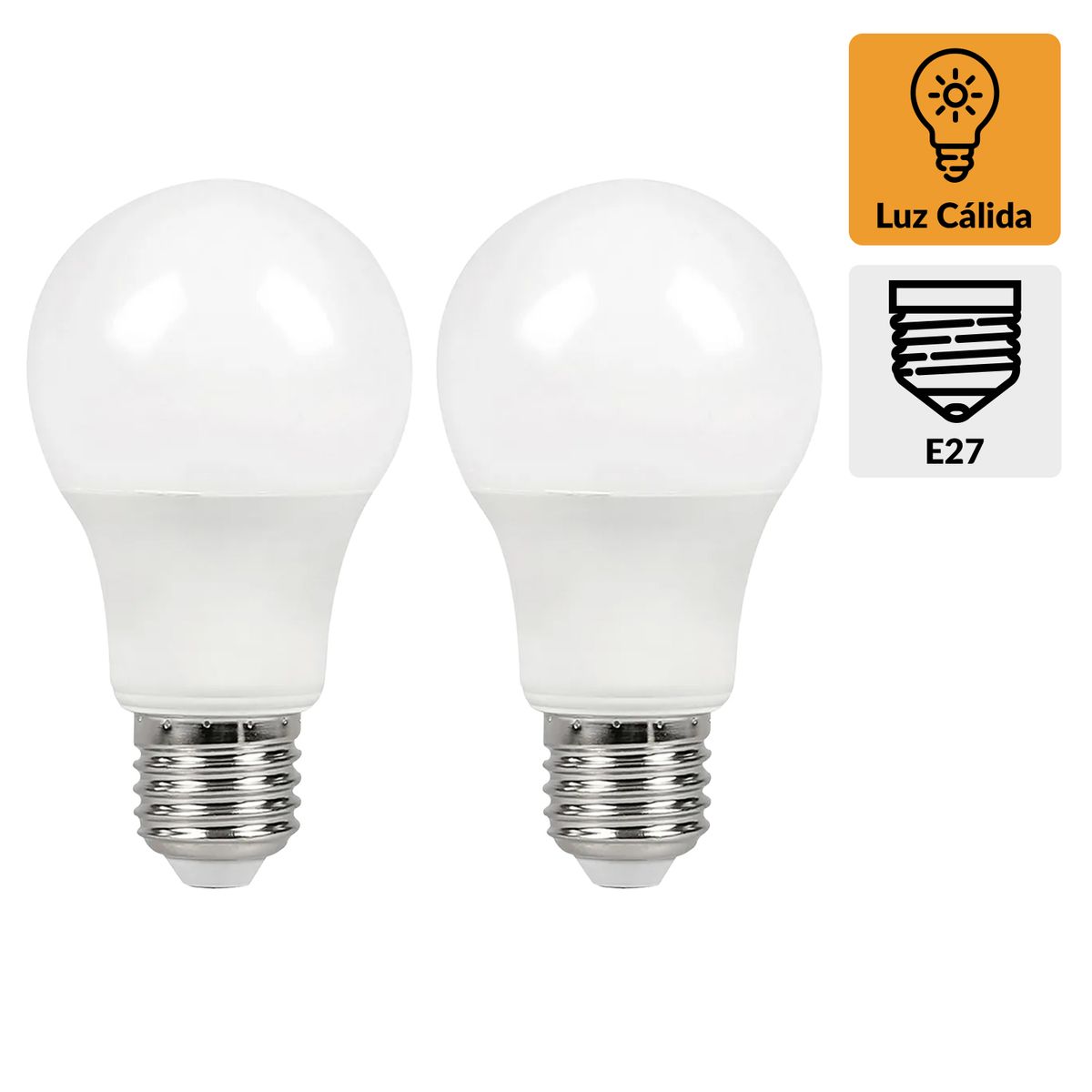DAIRU - Pack 2 Ampolletas Led 60 W E27 806 lm Luz Cálida