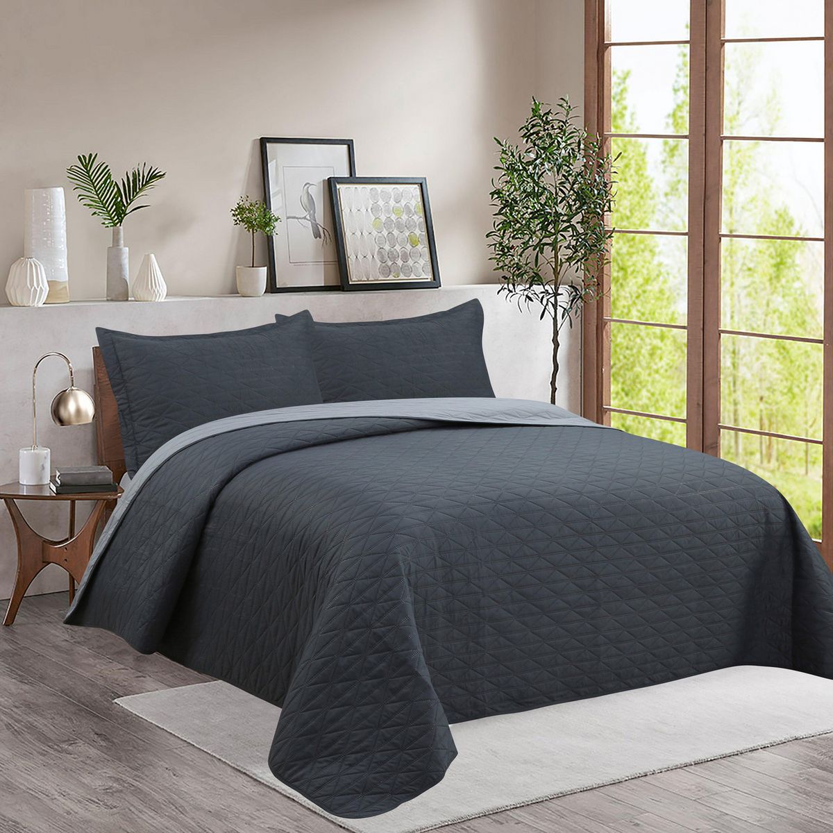 JUST HOME COLLECTION - Quilt Bicolor Gris