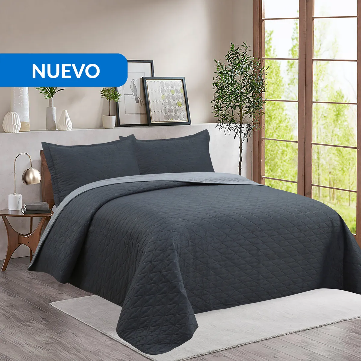 JUST HOME COLLECTION - Quilt Bicolor Gris