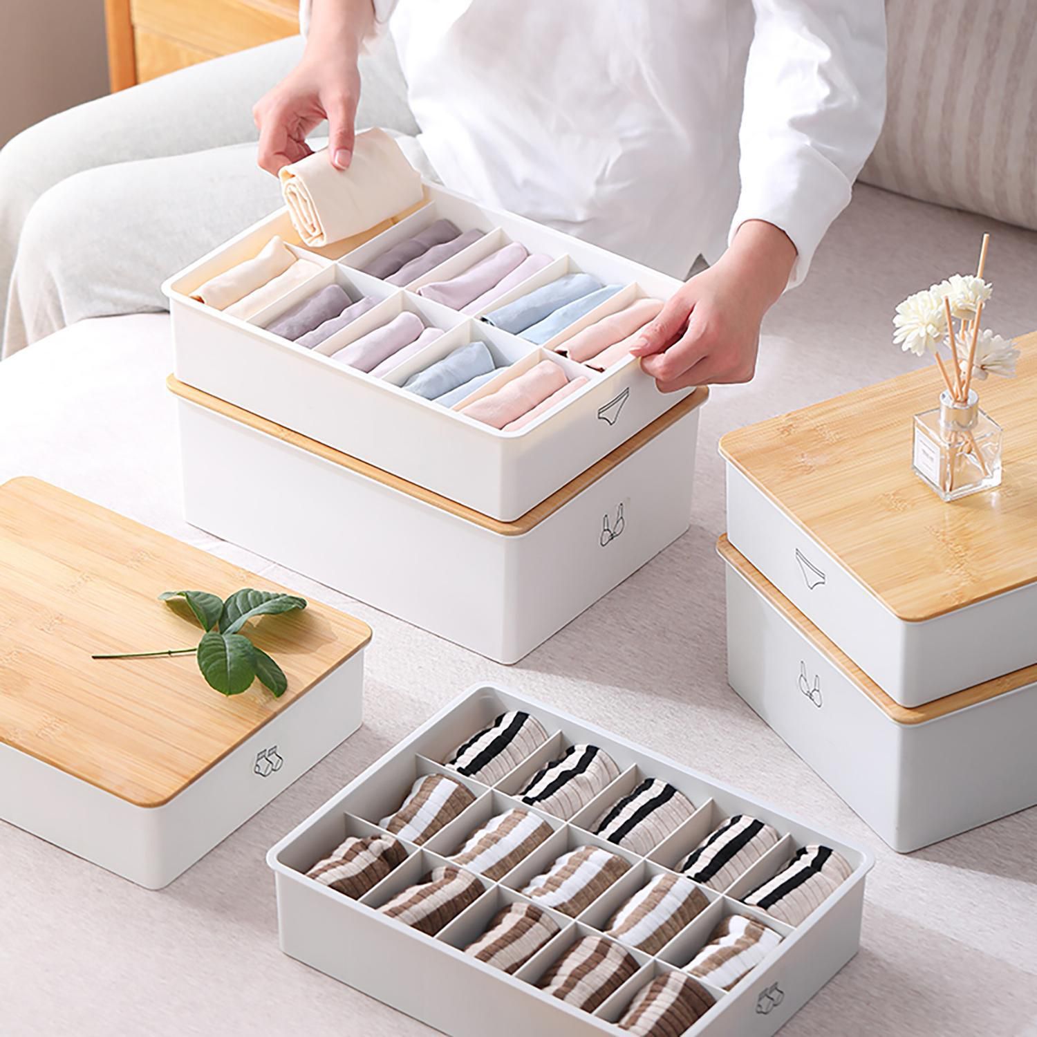JUST HOME COLLECTION Organizador 22x8x30 cm 5.3 l Blanco, natural