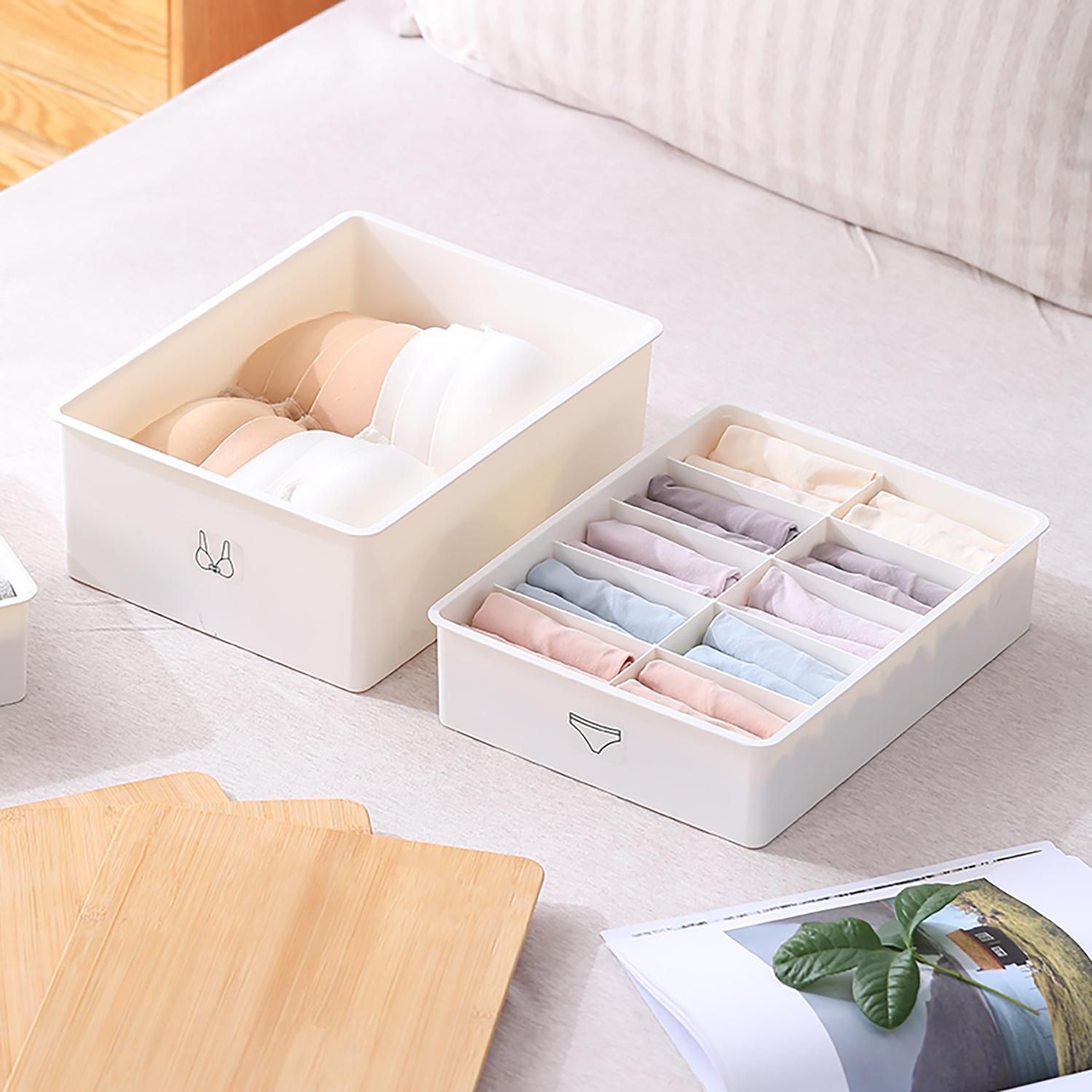 JUST HOME COLLECTION Organizador 22x8x30 cm 5.3 l Blanco, natural