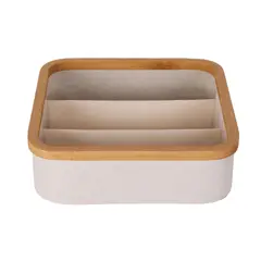 JUST HOME COLLECTION - Caja Organizadora Tela 3 Divisiones 30x9x30 cm 8.1 l Beige