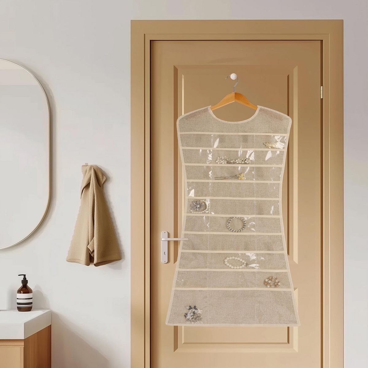 JUST HOME COLLECTION - Organizador de Joyas Colgante 46x99x1 cm Beige