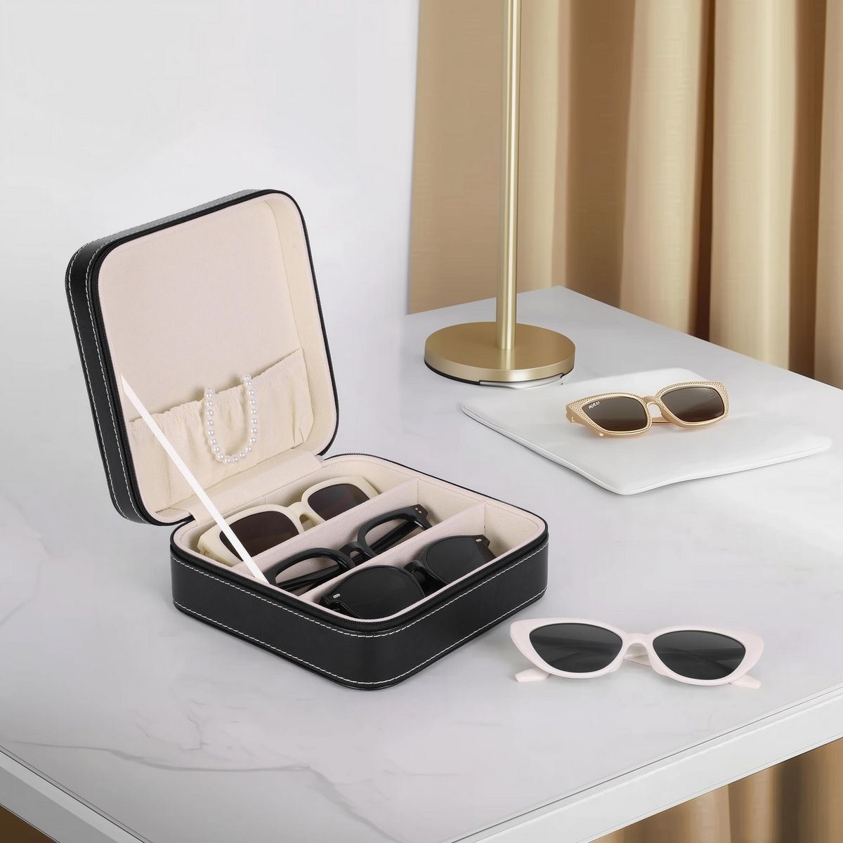 JUST HOME COLLECTION - Caja de Organizador de Lentes 18x7.5x18 cm Negro