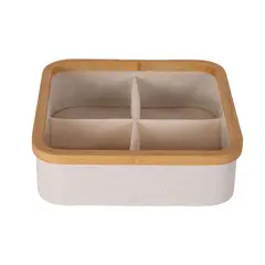 JUST HOME COLLECTION - Caja Organizadora Tela 4 Divisiones 30x9x30 cm 8.1 l Beige