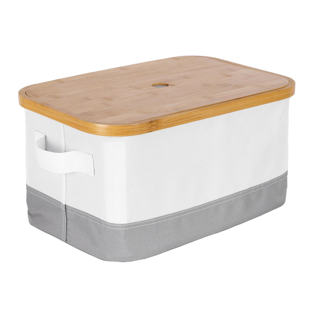 JUST HOME COLLECTION - Organizador de Tela con Tapa 38x20x26 cm Blanco/Gris