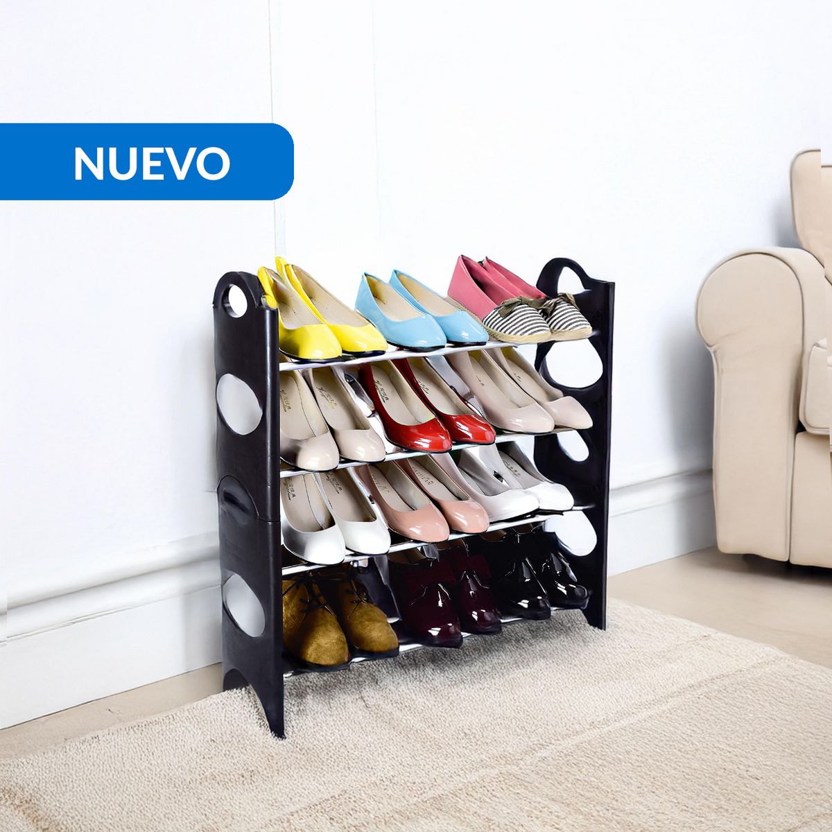 CASA BONITA - Porta Zapatos 64.5x64x19.5 cm Negro