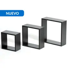 JUST HOME COLLECTION - Set x 3 cubos Madera Nivel(es) 30.5x10x30.5 cm Negro